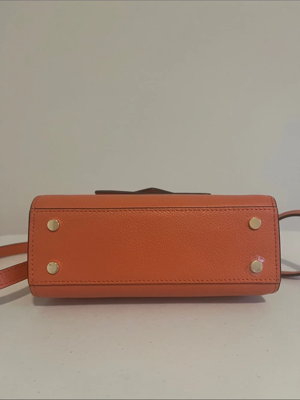 Le Tanneur Emilie Orange Leather Top-Handle Satchel with Shoulder Strap